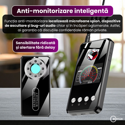 Detector Smart AI profesional pentru camere ascunse, Edylux, microfoane si dispozitive GPS 