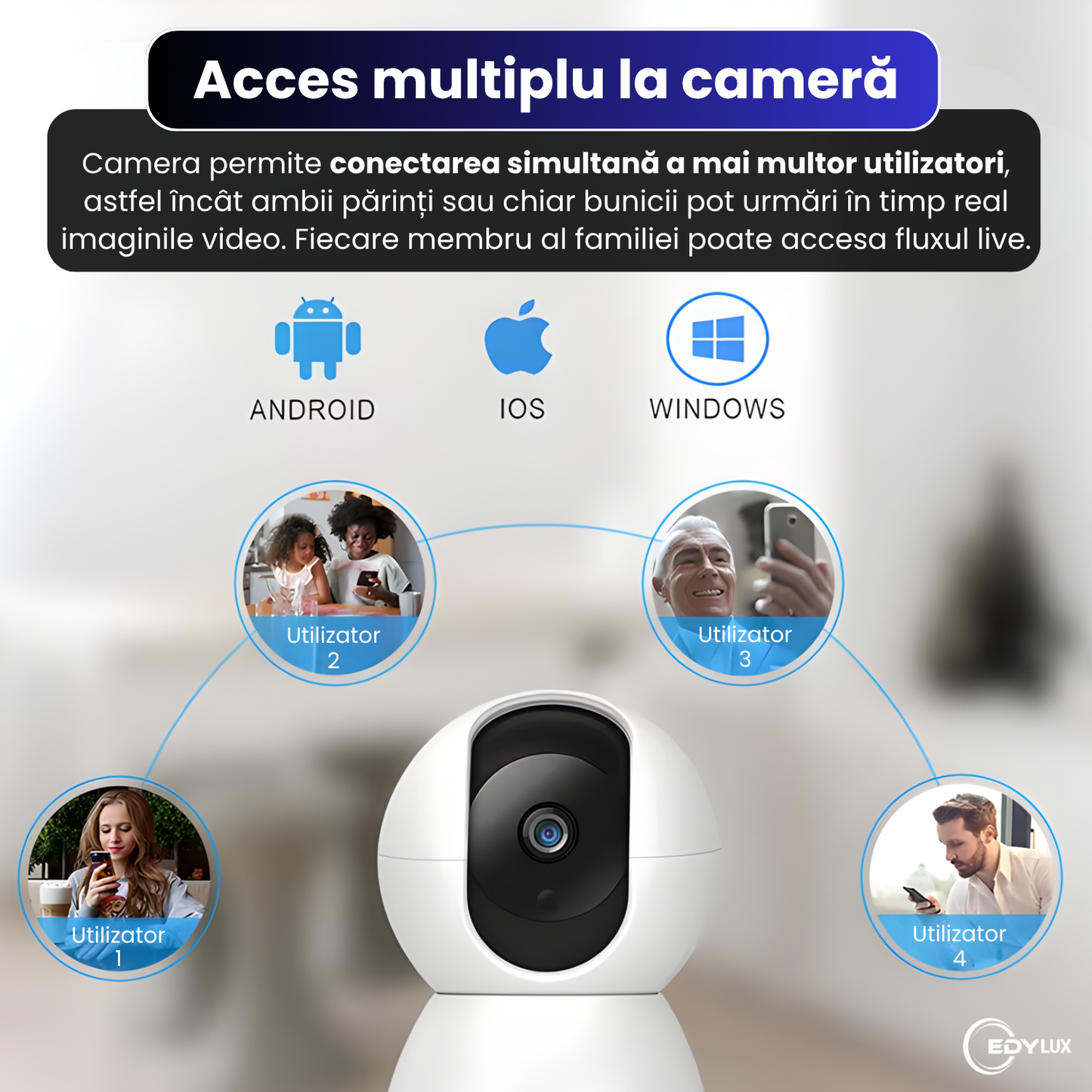 Baby Monitor EDYLUX® Smart, monitorizare bebelusi/copil, Wireless, FullHD 