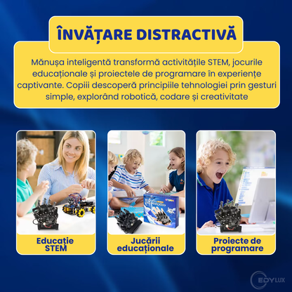 Manusa Inteligenta cu Senzori Avansati, EDYLUX, QD023, Control Gestual de Precizie pentru Roboti si Educatie STEAM, Bluetooth, Negru 