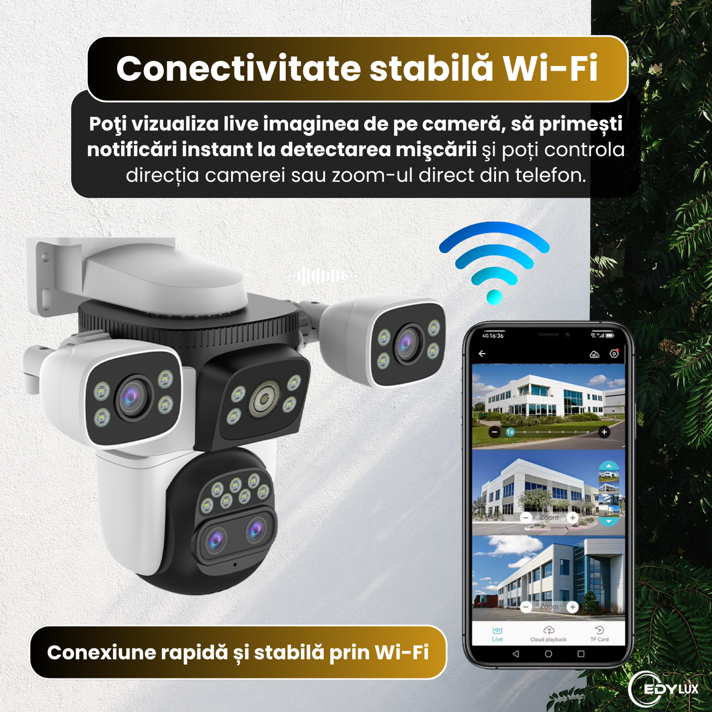 Camera de supraveghere EDYLUX 4 Lentile Ultra HD 12MP, Wireless 