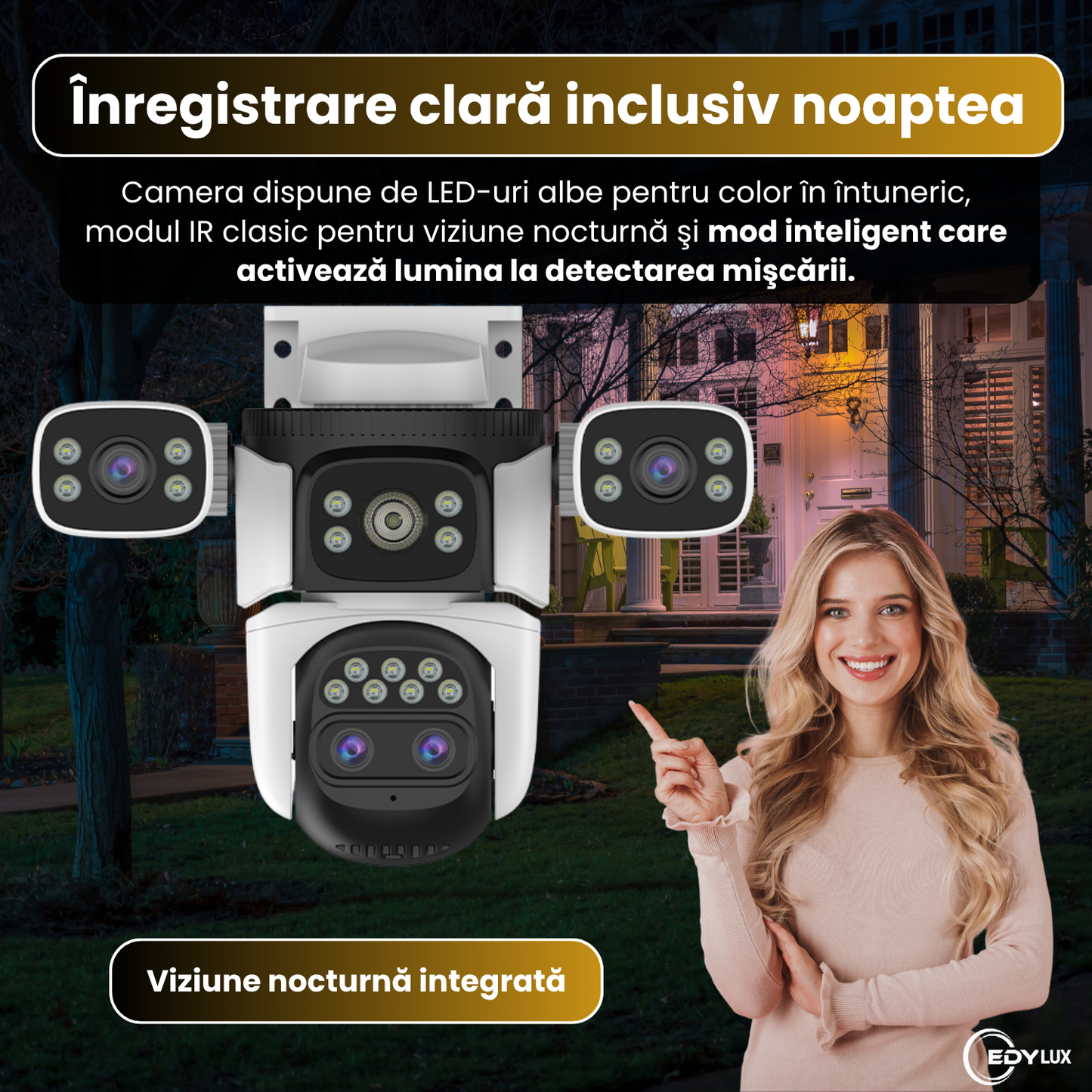 Camera de supraveghere EDYLUX 4 Lentile Ultra HD 12MP, Wireless 
