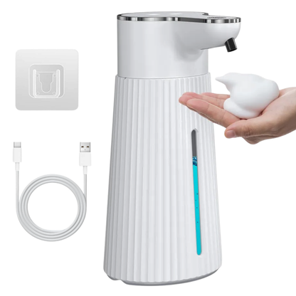 Dozator Automat de Sapun, EDYLUX, Dispozitiv Fara Atingere, Rezervor 400 ml, Spumare Automata, Detectare Rapida a Miscarii, Reincarcare prin Cablu Tip C, Montare pe Perete sau Asezare pe Suprafete, Alb 