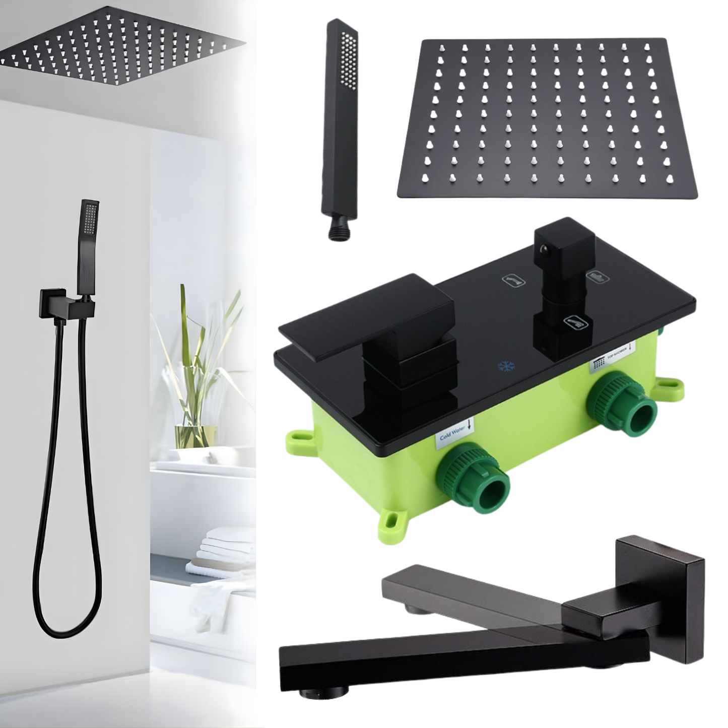 Sistem de dus incastrat EDYLUXR, Set complet premium, 3 functii, Afisaj digital temperatura 